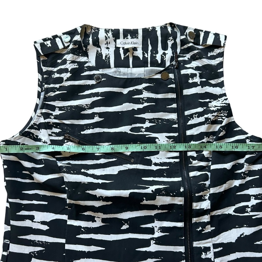 Calvin Klein black white sleeveless sheath dress size 6 zipper accent career - Picture 8 of 10
